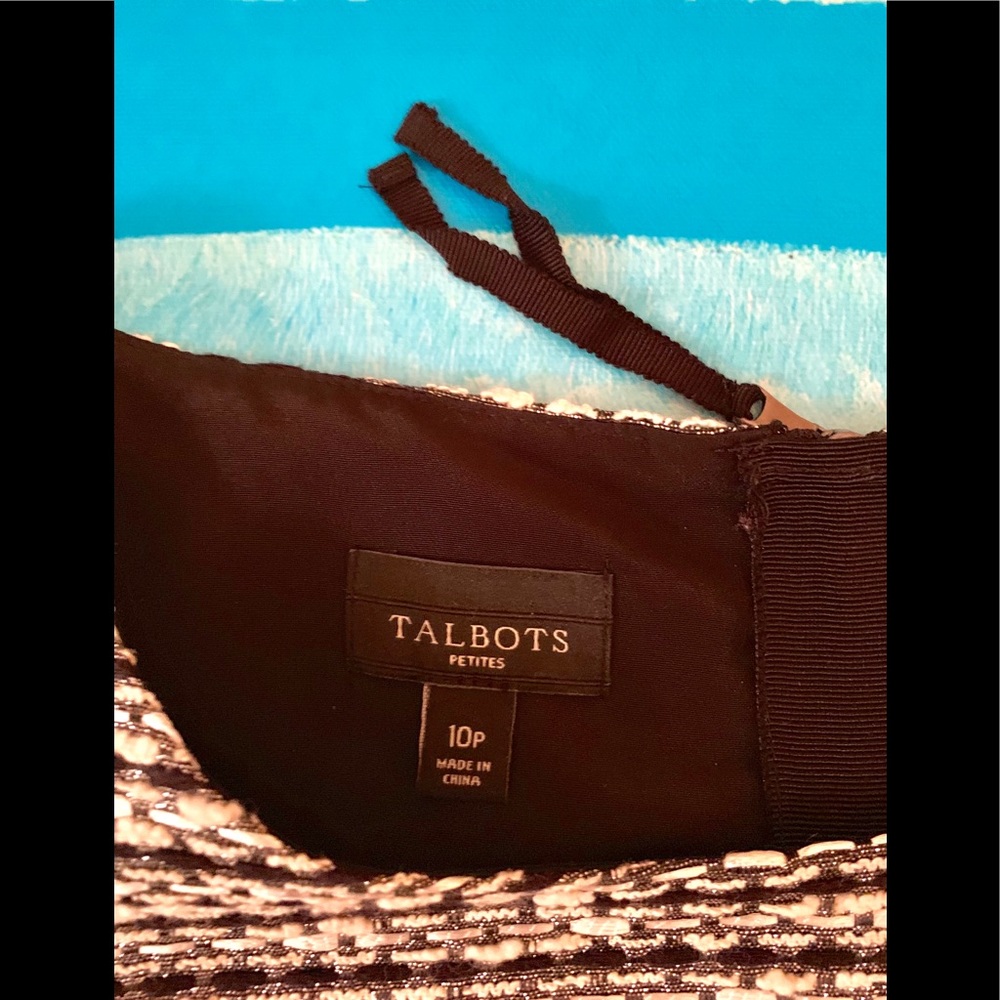 TALBOTS Shimmery Black/White Fringe Sleeve Top - Picture 3 of 8